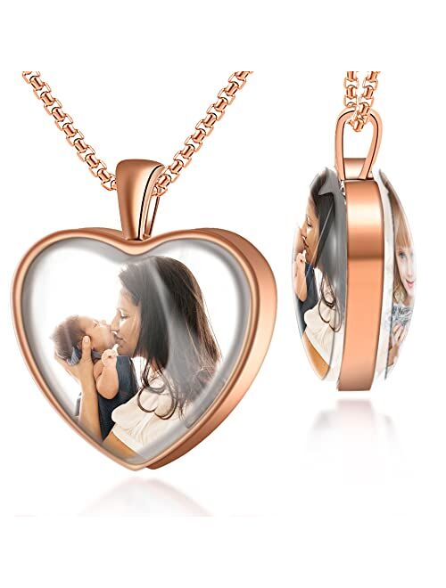 Fanery Sue Picture Necklace Personalized Photo for Women Men, Custom Pendant with Picture Inside, Engraved Necklace with Solid Protector