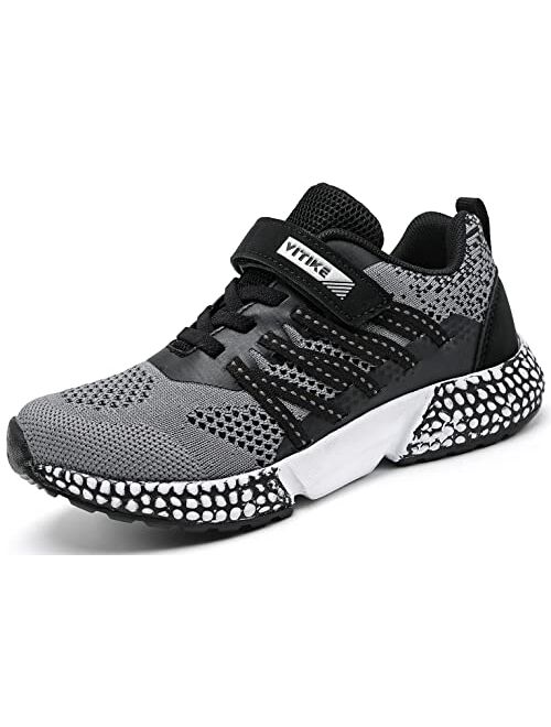 Jmfchi Sports Kids Shoes Boys Sneakers Slip-on Athletic Running Shoe Breathable Lightweight Mesh Girls Sports Sneaker