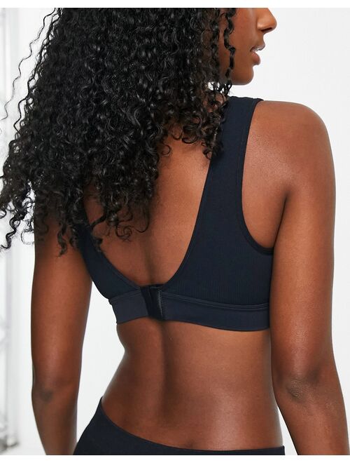 Lindex recycled nylon blend seamless rib nursing bra in black