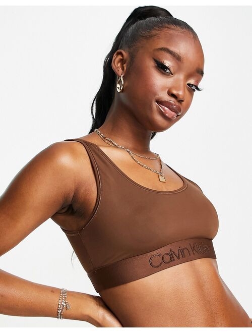 Calvin Klein Circle Of Women recycled microfiber cropped bralette in umber