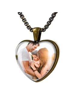 Aro Torliy Personalized Necklace with Picture, Custom 2 Photos on Both Side - Customized Stainless Steel Heart Picture Necklace for Women/Girls