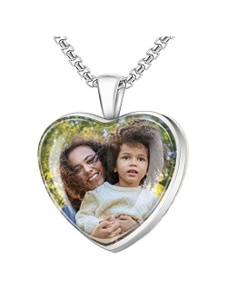 Aro Torliy Personalized Necklace with Picture, Custom 2 Photos on Both Side - Customized Stainless Steel Heart Picture Necklace for Women/Girls