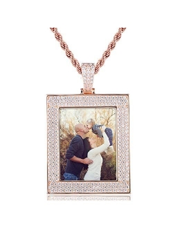 YIMERAIRE Hip Hop Jewelry Custom Tennis Necklace with Picture Personalized Photo Necklaces for Women Men Round Pendant Necklace