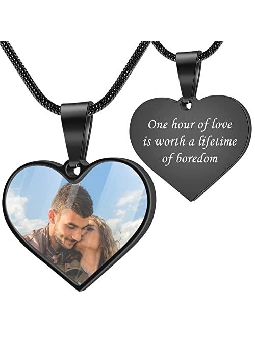 Farfume Personalized Photo Necklace Custom 2 Pictures Jewelry Beautiful Pendant Hold Pictures