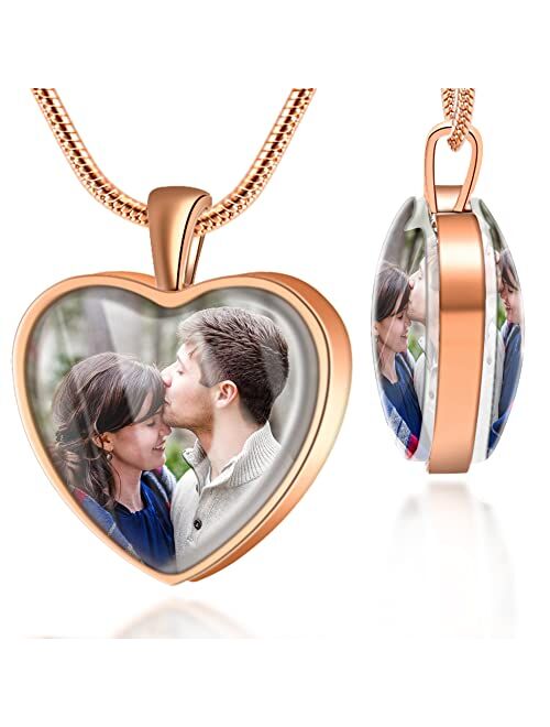 Farfume Personalized Photo Necklace Custom 2 Pictures Jewelry Beautiful Pendant Hold Pictures