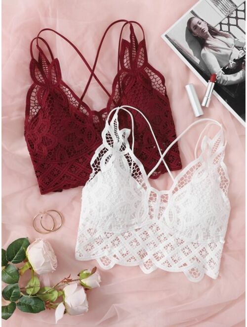 Shein 2pack Contrast Lace Bra Set