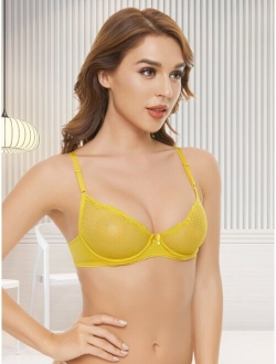 Wingslove 1pc Lace Underwire Demi Bra