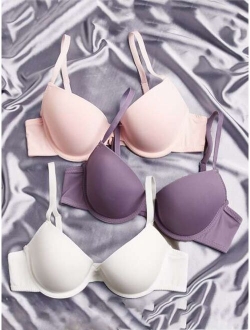 3pack Microfiber Super Push Up T shirt Bra Set