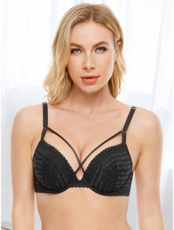 Wingslove Strappy Neck Lace Push Up Bra