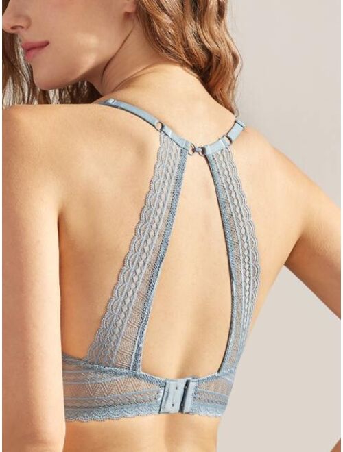 Shein Luvlette Contrast Lace Cut out Triangle Bralette