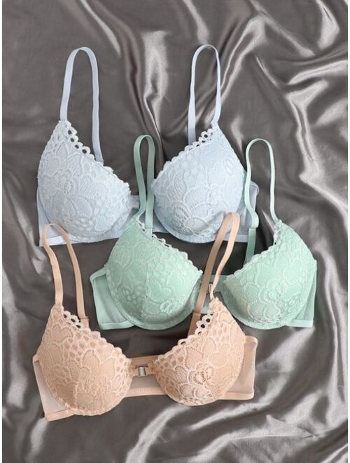 Shein 2pack Contrast Lace Underwire Bra Set