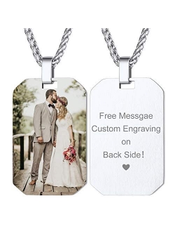 ChainsHouse Personalized Photo Necklace Men Women, Stainless Steel/18K Gold Plated Chain, Custom Picture Image Engrave Text Rectangular/Heart/OvalPendant DIY Full CZ Memo