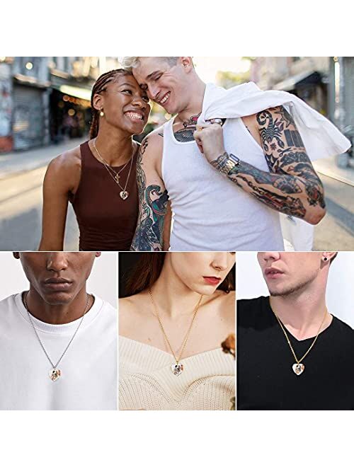 ChainsHouse Personalized Photo Necklace Men Women, Stainless Steel/18K Gold Plated Chain, Custom Picture Image Engrave Text Rectangular/Heart/OvalPendant DIY Full CZ Memo