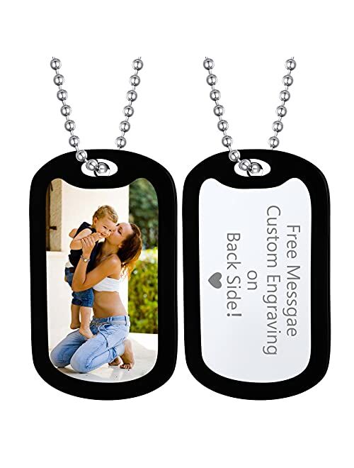 ChainsHouse Personalized Photo Necklace Men Women, Stainless Steel/18K Gold Plated Chain, Custom Picture Image Engrave Text Rectangular/Heart/OvalPendant DIY Full CZ Memo