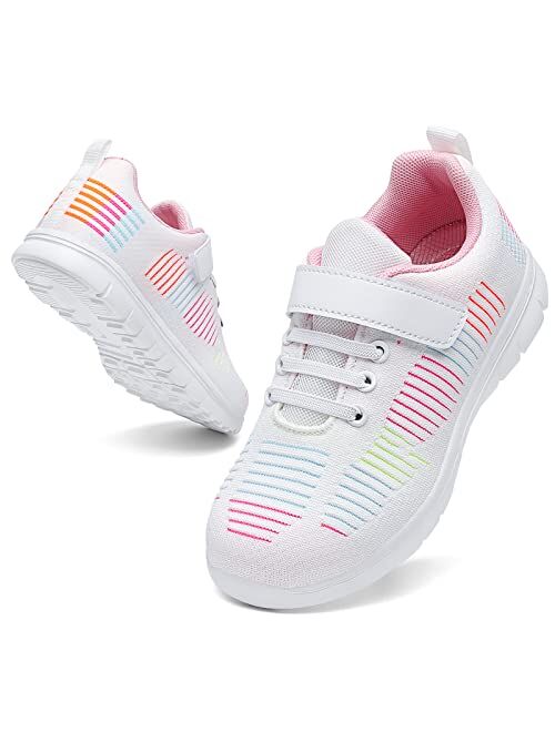 Hecodi Sneakers for Boys Lightweight Breathable Sneakers Girls Washable Strap Athletic Tennis Shoes for Running Walking