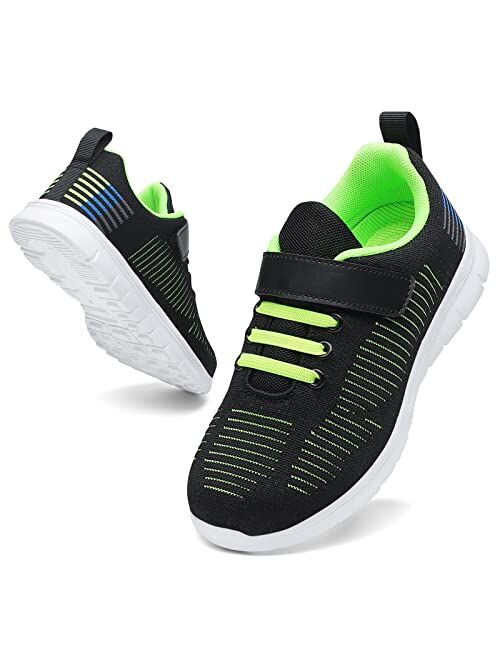 Hecodi Sneakers for Boys Lightweight Breathable Sneakers Girls Washable Strap Athletic Tennis Shoes for Running Walking