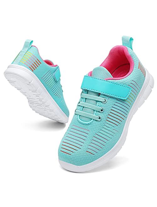 Hecodi Sneakers for Boys Lightweight Breathable Sneakers Girls Washable Strap Athletic Tennis Shoes for Running Walking