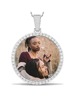 YIMERAIRE Custom Picture Necklace Personalized Men Jewelry Necklace Oversize Pendant with Chain Iced Out Photo Pendant for Women