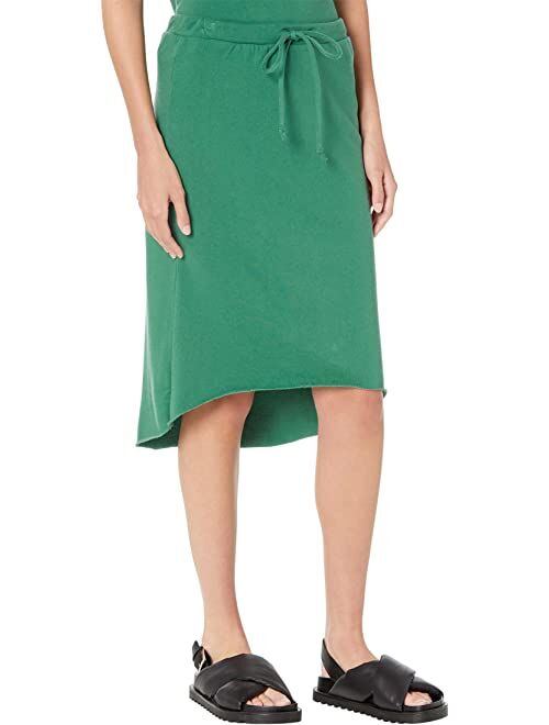 Chaser Cotton Fleece Raw Edge Midi Skirt with Drawstring