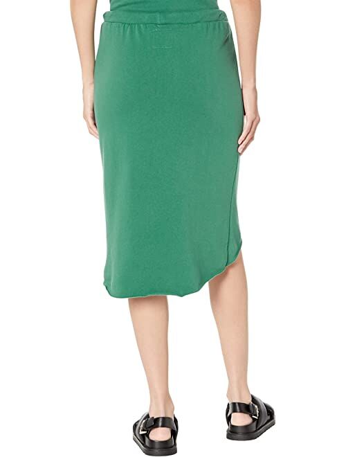 Chaser Cotton Fleece Raw Edge Midi Skirt with Drawstring