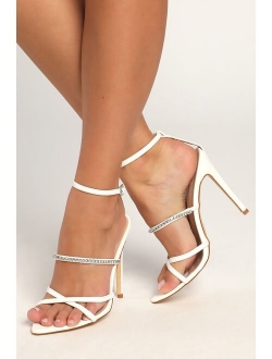 Lummy Light Nude Rhinestone Ankle Strap High Heel Sandals