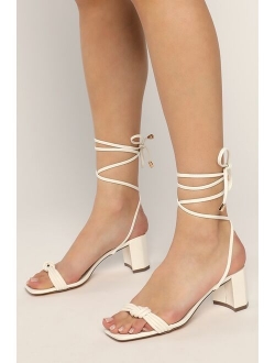 Jazey Rose Gold Lace-Up High Heel Sandals