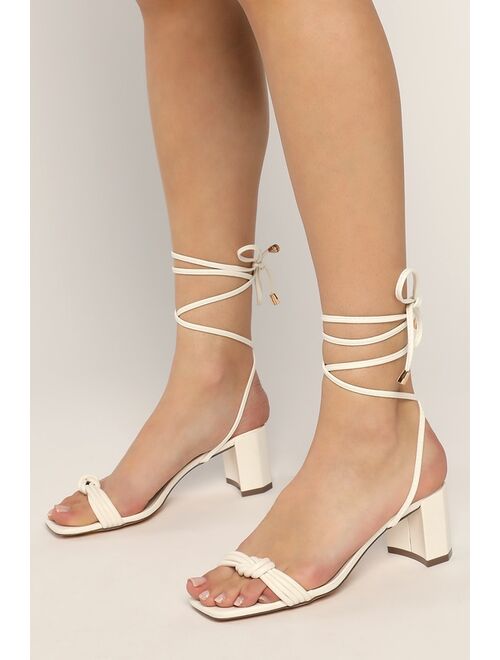 Lulus Jazey Rose Gold Lace-Up High Heel Sandals