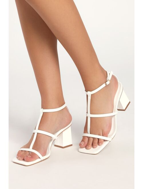 Lulus Inga White Ankle Strap High Heel Sandals