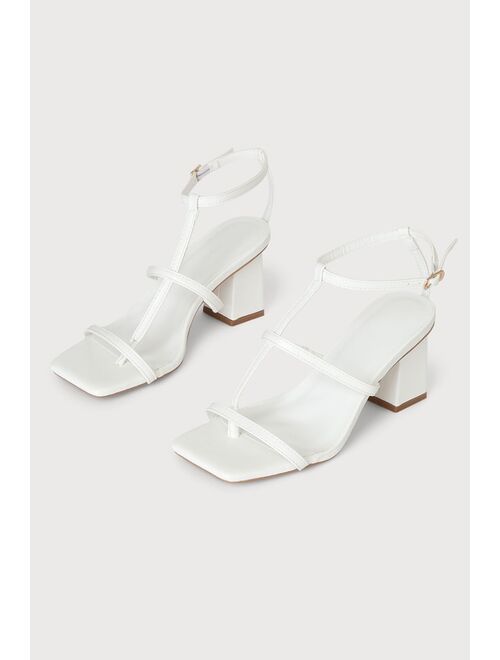 Lulus Inga White Ankle Strap High Heel Sandals