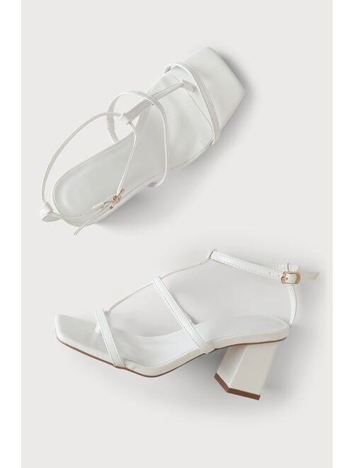 Lulus Inga White Ankle Strap High Heel Sandals