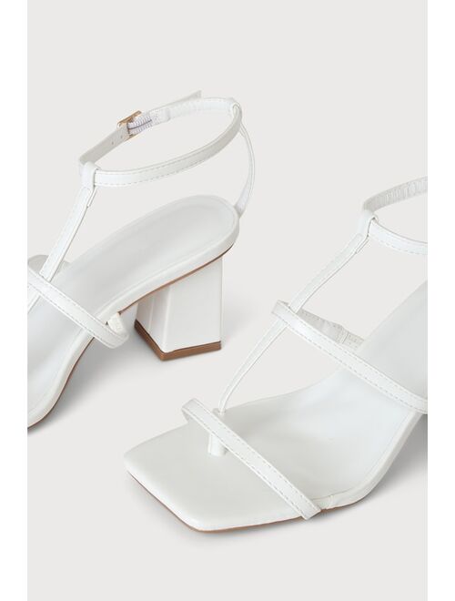 Lulus Inga White Ankle Strap High Heel Sandals