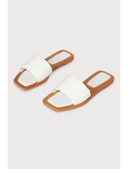 Nisha White Patent Slide Sandals