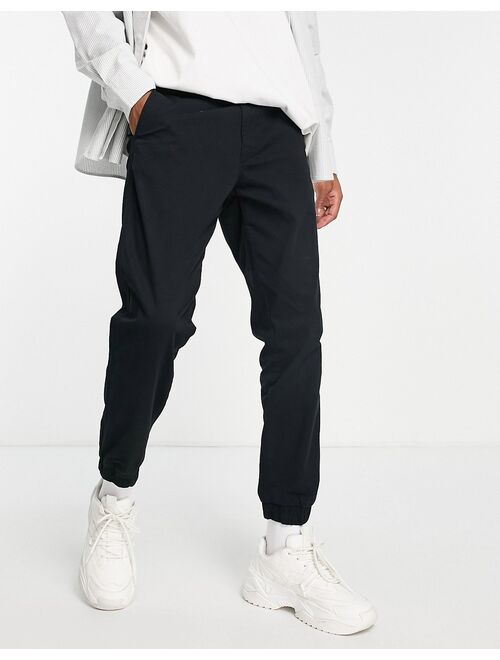 Only & Sons cuffed slim fit chinos in black