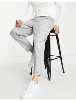 balloon fit pants in light gray check