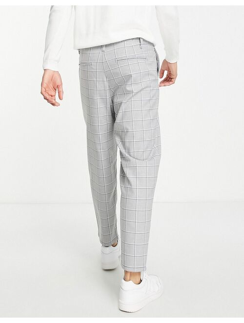 Only & Sons balloon fit pants in light gray check