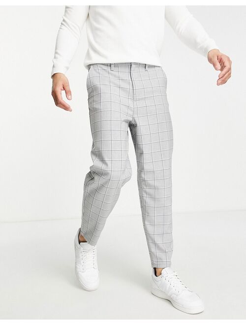 Only & Sons balloon fit pants in light gray check