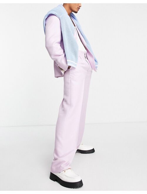 ASOS DESIGN wide leg suit pants in lilac high shine shimmer