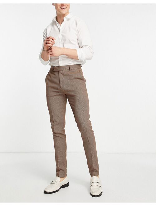 ASOS DESIGN wedding smart skinny pants with micro texture in camel