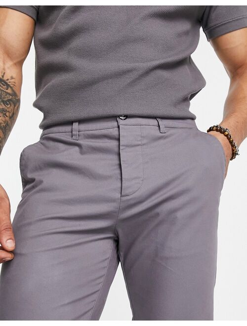 ASOS DESIGN slim chinos in charcoal