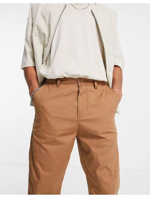 ASOS DESIGN lightweight skater fit pants in brown