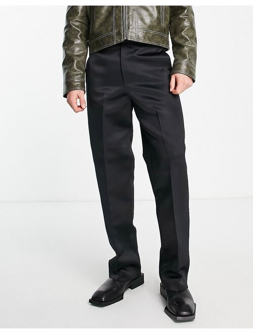 ASOS DESIGN tapered smart pants in high shine black