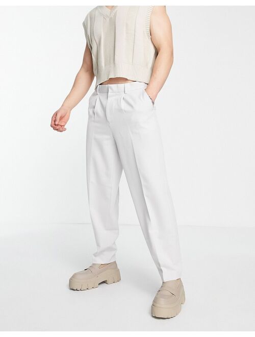 ASOS DESIGN oversized tapered smart pants in gray