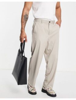 loose fit smart pants in beige