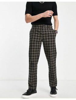 barrel fit smart pants in black check