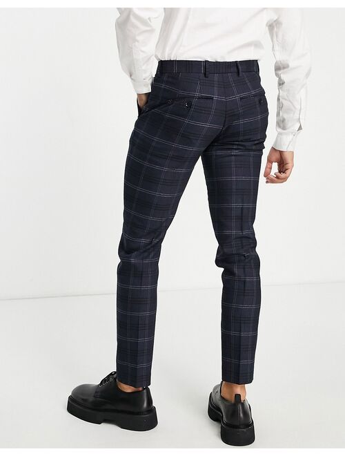 Selected Homme skinny fit suit pants in navy check