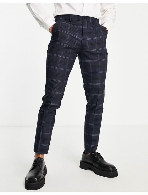 Selected Homme skinny fit suit pants in navy check