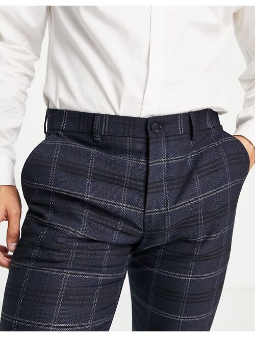 Selected Homme skinny fit suit pants in navy check