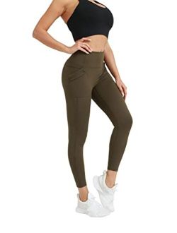 SROSERAWN Yoga Pants with Pockets for Women High Waited Fitness Leggings Buttock Lifting Tummy Control Running Exercise Wear