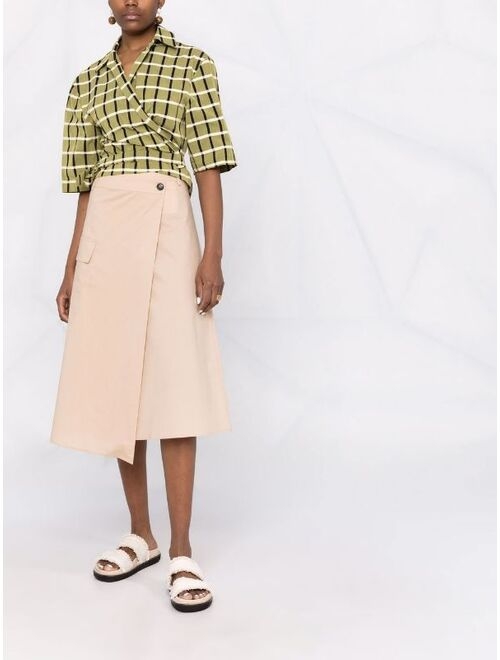 Woolrich poplin A-line midi skirt