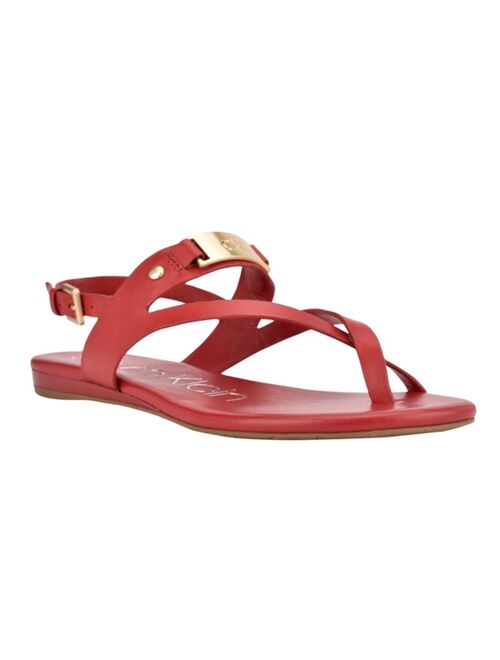 CALVIN KLEIN Women's Sadra Ankle Strap Flat Sandals